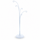 5-Arm Scroll Tree Branches White Painted Metal Ornament Display Stand 14.5 Inches