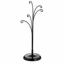 5-Arm Scroll Tree Branches Black Painted Metal Ornament Display Stand 14.5 Inches