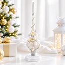 Upright White Metal Christmas Tree Topper Finial Stand Display Stand 7.2 Inches