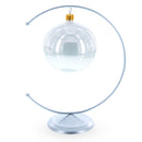 Crescent Moon Silver Metal Ornament Display Stand 8.8 Inches
