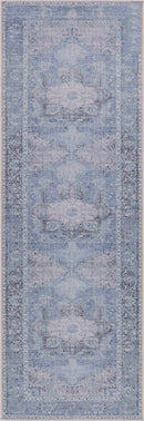 Ice Blue Flat Pile Washable Rug - Clearance
