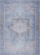 Ice Blue Flat Pile Washable Rug - Clearance