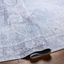 Ice Blue Flat Pile Washable Rug - Clearance