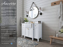 Adeline Bathroom Vanity with Farmhouse Sink and Carrara White Marble Top Cabinet Set Villohome