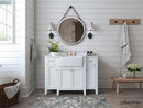 Adeline Bathroom Vanity with Farmhouse Sink and Carrara White Marble Top Cabinet Set Villohome