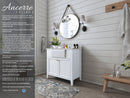 Adeline Bathroom Vanity with Farmhouse Sink and Carrara White Marble Top Cabinet Set Villohome
