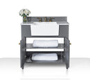 Adeline Bathroom Vanity with Farmhouse Sink and Carrara White Marble Top Cabinet Set Villohome