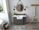 Adeline Bathroom Vanity with Farmhouse Sink and Carrara White Marble Top Cabinet Set Villohome