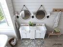 Adeline Bathroom Vanity with Farmhouse Sink and Carrara White Marble Top Cabinet Set Villohome