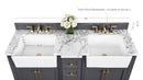 Adeline Bathroom Vanity with Farmhouse Sink and Carrara White Marble Top Cabinet Set Villohome