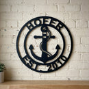 Custom Metal Wall Art - Anchor Family Name Monogram Sign