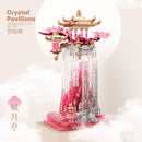 Ancient style pink dream glass fu yue pavilion ornament living room