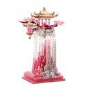 Ancient style pink dream glass fu yue pavilion ornament living room