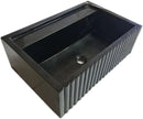 Toros Black Marble Rectangular Wall-mount Bathroom Sink Fluted (W)16" (L)24" (H)7" Polished angle view