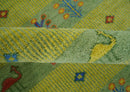 Animal and Tree Life Green, Blue and Rust Hand knotted Traditional 8x10 Wool Area Rug