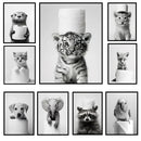 Animal Bathroom Canvas Posters