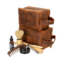 Oswego Men's Leather Dopp Kit & Small Travel Handbag