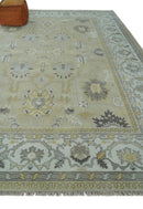 Antique 10x14 Hand Knotted Beige and Ivory Traditional Vintage Persian Style Wool Rug | TRDCP8241014