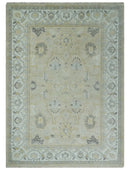 Antique 10x14 Hand Knotted Beige and Ivory Traditional Vintage Persian Style Wool Rug | TRDCP8241014