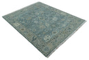 Antique Hand Knotted Oushak Gray and Silver Traditional wool Area Rug