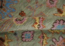 Vintage Style Rust, Pink and Blue Hand Knotted Traditional Oushak Multi Size wool Area Rug