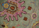 Vintage Style Rust, Pink and Blue Hand Knotted Traditional Oushak Multi Size wool Area Rug