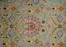 Vintage Style Rust, Pink and Blue Hand Knotted Traditional Oushak Multi Size wool Area Rug