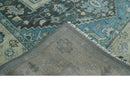 Antique look Hand Knotted Beige and Blue Traditional Heriz Wool Area Rug
