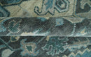 Antique look Hand Knotted Beige and Blue Traditional Heriz Wool Area Rug