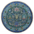 Antique Hand Knotted Green Moss and Blue Traditional Turkish Vintage Oushak Custom Made Wool Area Rug