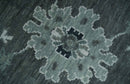 Antique Hand Knotted Charcoal and Ivory Traditional Oushak Wool Area Rug