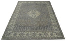 Custom Made Vintage Distressed Hand Knotted Serapi Gray and Beige Wool Area Rug
