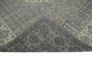 Custom Made Vintage Distressed Hand Knotted Serapi Gray and Beige Wool Area Rug