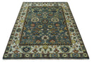 Antique 8x10 Gray and Ivory Traditional Persian Oushak Wool Rug | TRDCP1114810