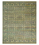 8x10 Hand Knotted Beige and Blue Persian made of Recycled Silk Area Rug