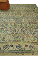 8x10 Hand Knotted Beige and Blue Persian made of Recycled Silk Area Rug