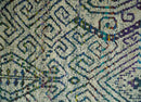 8x10 Hand Knotted Beige and Blue Persian Recycled Silk Area Rug
