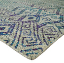 8x10 Hand Knotted Beige and Blue Persian Recycled Silk Area Rug
