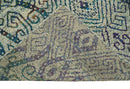 8x10 Hand Knotted Beige and Blue Persian Recycled Silk Area Rug