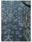 Antique 8x10 Hand Knotted Blue and Gray Traditional Persian Style Wool Rug