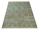 8x10 Hand Knotted Beige, Ivory and Blue Persian Recycled Silk Area Rug