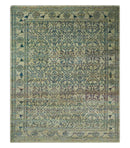 8x10 Hand Knotted Beige, Ivory and Blue Persian Recycled Silk Area Rug