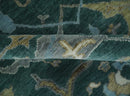Antique 8x10 Hand Knotted Oriental Oushak Teal Green and Gray Wool Area Rug
