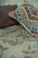 Antique 8x10 Vintage Oriental Traditional Ivory and Blue Wool Area Rug | TRDCP102810