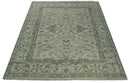 Antique 8x10 Vintage Oriental Traditional Ivory and Blue Wool Area Rug | TRDCP102810