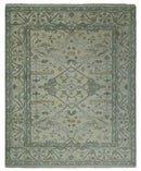 Antique 8x10 Vintage Oriental Traditional Ivory and Blue Wool Area Rug | TRDCP102810