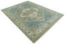 Antique Olive And Blue Traditional Heriz Multi Size Wool Area Rug