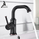 Antique black brass bathroom faucet single handle hot cold water mixer