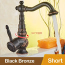 Antique black flower carved basin mixer tap bathroom swivel spout