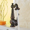 Antique black flower carved basin mixer tap bathroom swivel spout